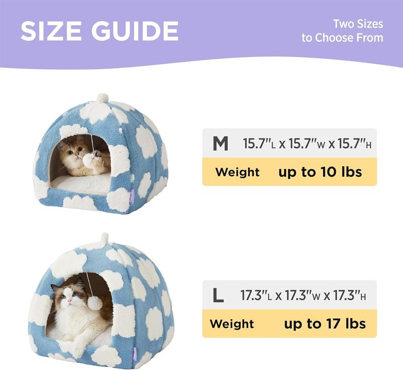 2-in-1 Plush Cat Cave Bed with Washable Cushion — Cozy Comfort Your Cat Will Love