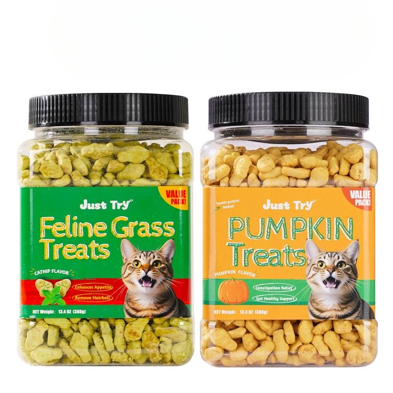 Natural Salmon Flavor Cat Grass Treats — Healthy Snack for Happy Cats
